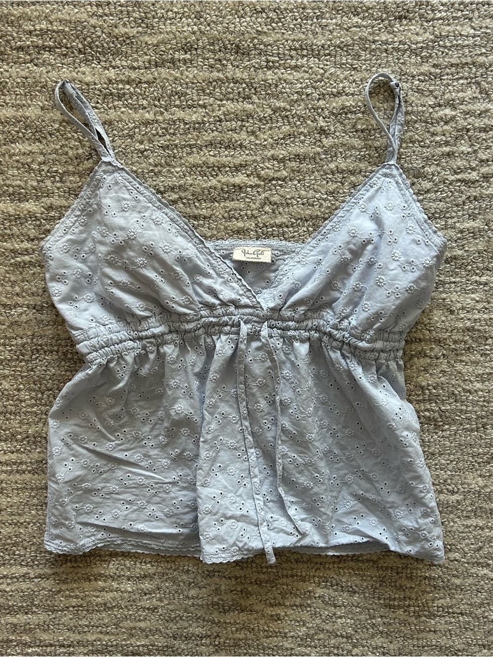 Brandy Melville Light Blue Eyelet Cami Top